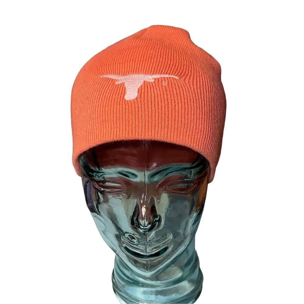 Youth Pinkish Texas Longhorn Basic Knit Bullhorn Beanie Hat Girls Winter Hat